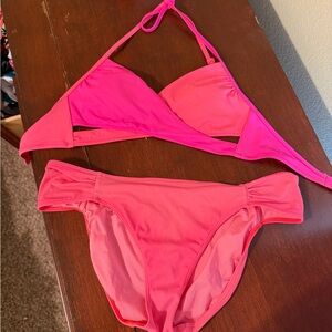 Victoria's Secret Neon Pink Triangle Bikini Set